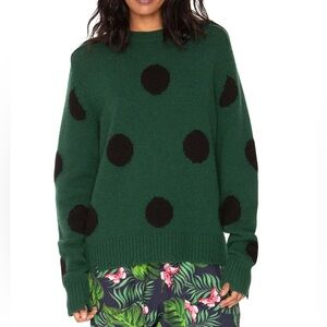 Cashmere Chaser X Sandrine Rose Polka Dot Distressed Sweater Small NWT
